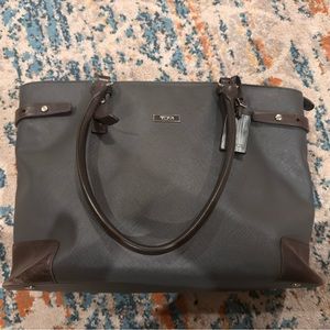 Tumi Grey Leather Laptop Bag